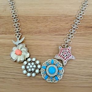 Stella & Dot Bird of Paradise brooch statement necklace